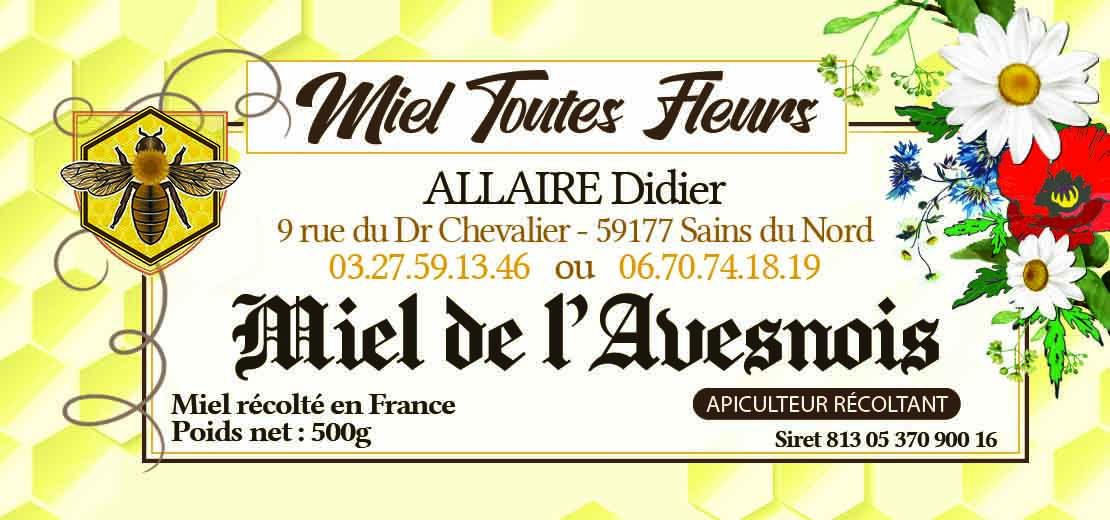 Joveniaux graphiste etiquette miel apiculteur autocollant sains du nord