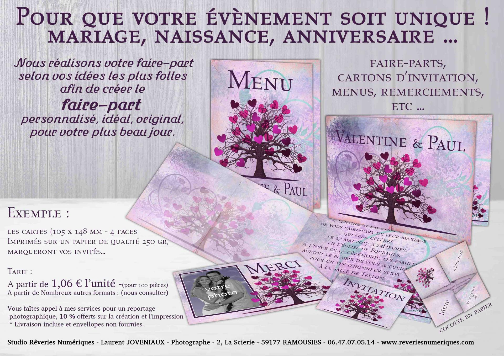 Vos faire parts par les Rêveries Numériques